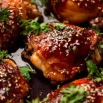 sticky honey soy baked chicken with caramelized garlic glaze