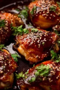 sticky honey soy baked chicken with caramelized garlic glaze
