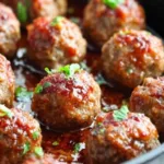 honey sriracha ground turkey meatballs garnished with sesame seeds and green onions on a white serving platter