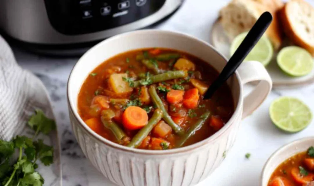 Lentil Soup Slow Cooker Recipe in a rustic bowl
