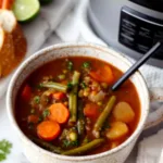 Lentil Soup Slow Cooker Recipe in a rustic bowl