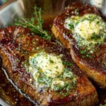 sirloin steak recipe with garlic herb butter in cast iron skillet
