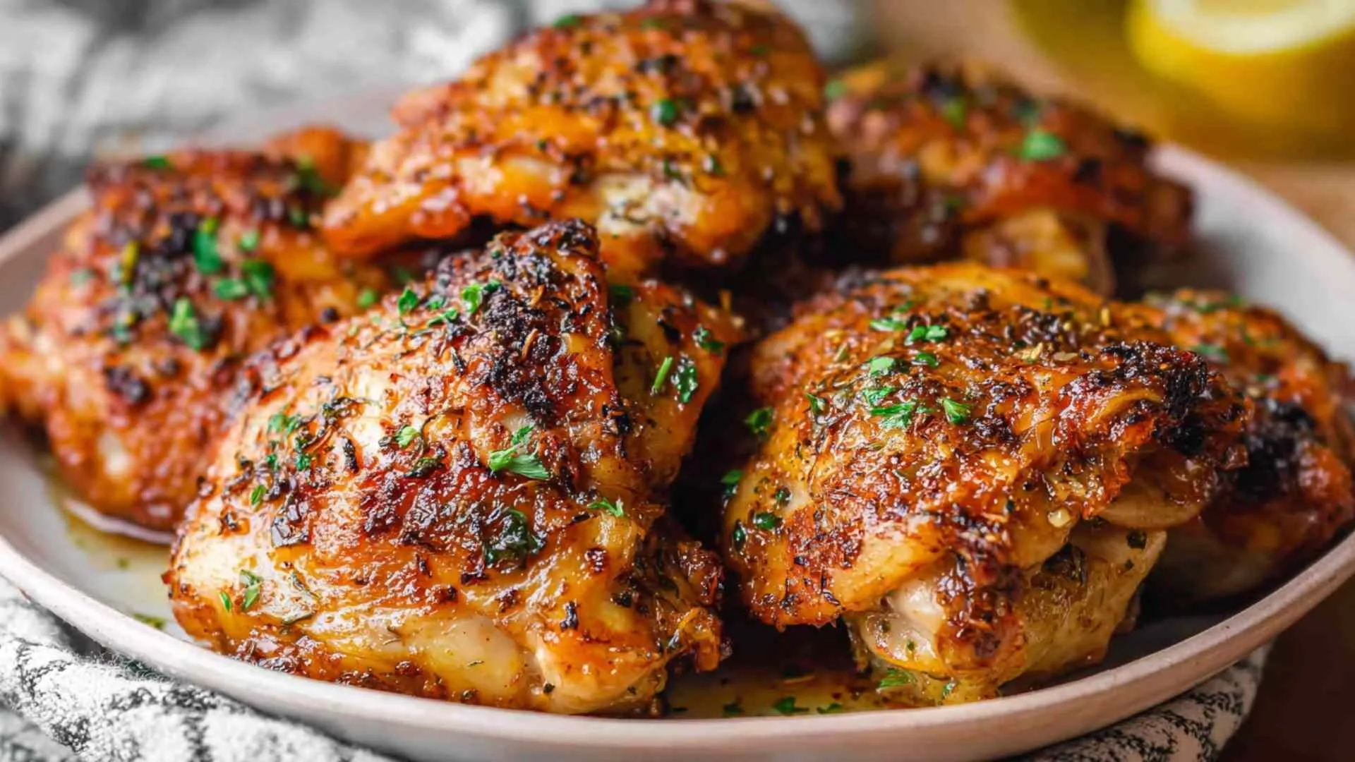 Crispy baked chicken thighs