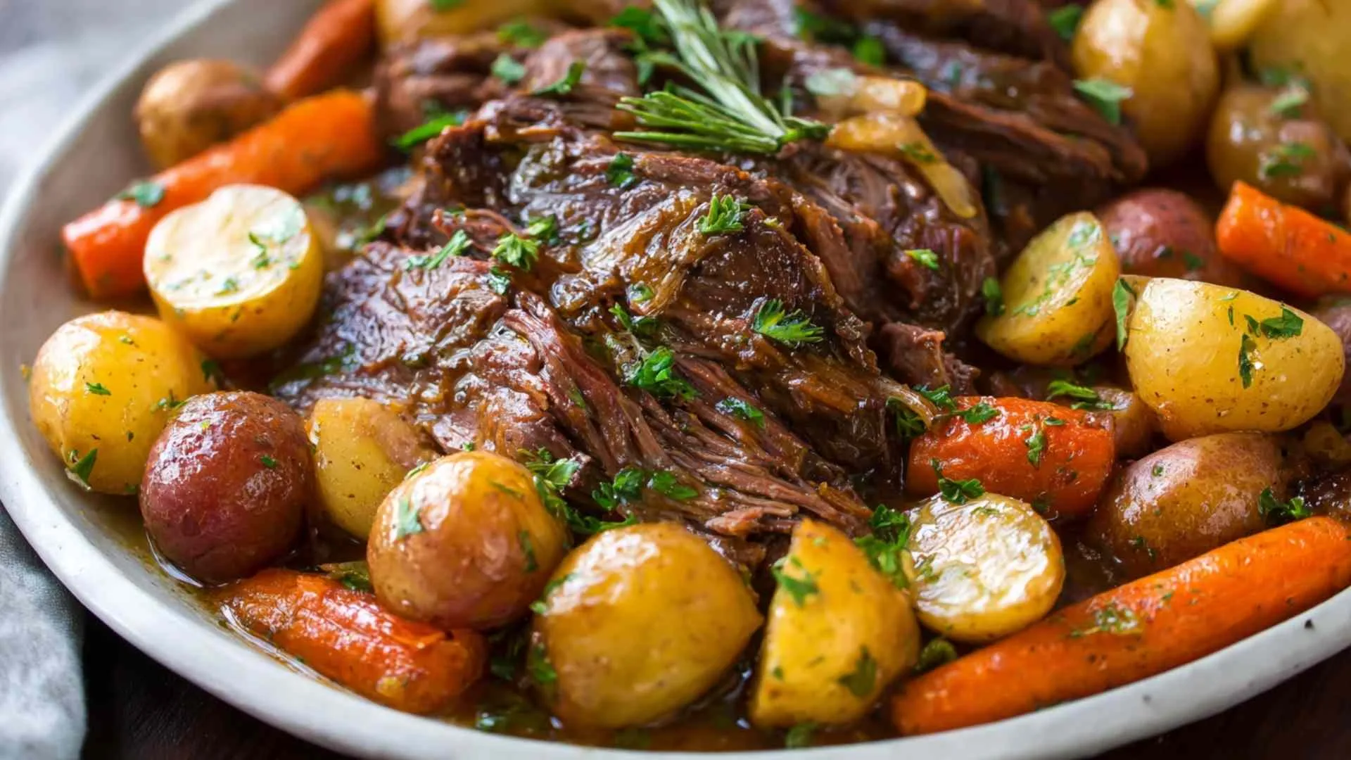 Crock pot roast with potatoes and carrots