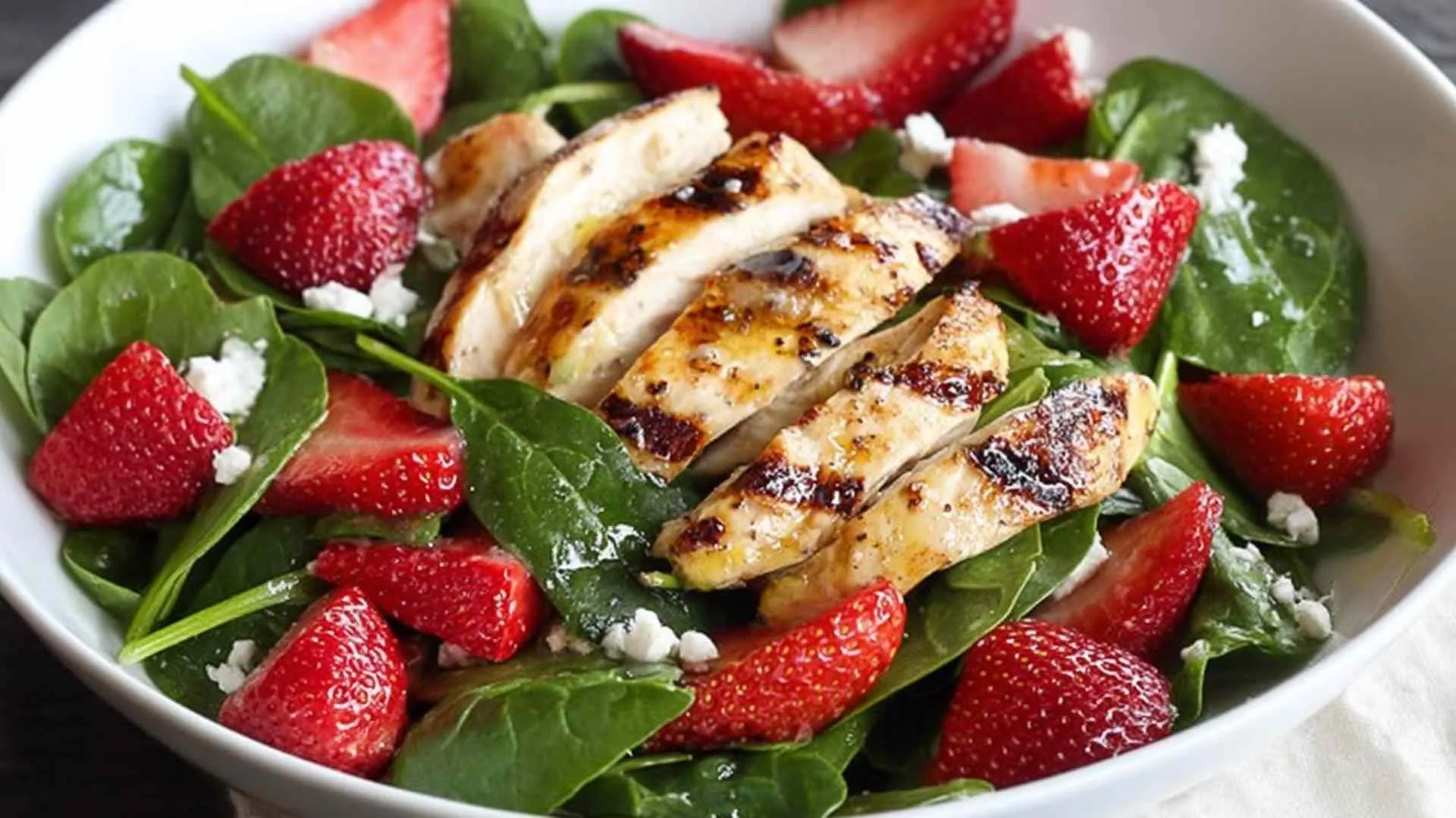 Grilled Chicken Salad with Strawberries and Spinach