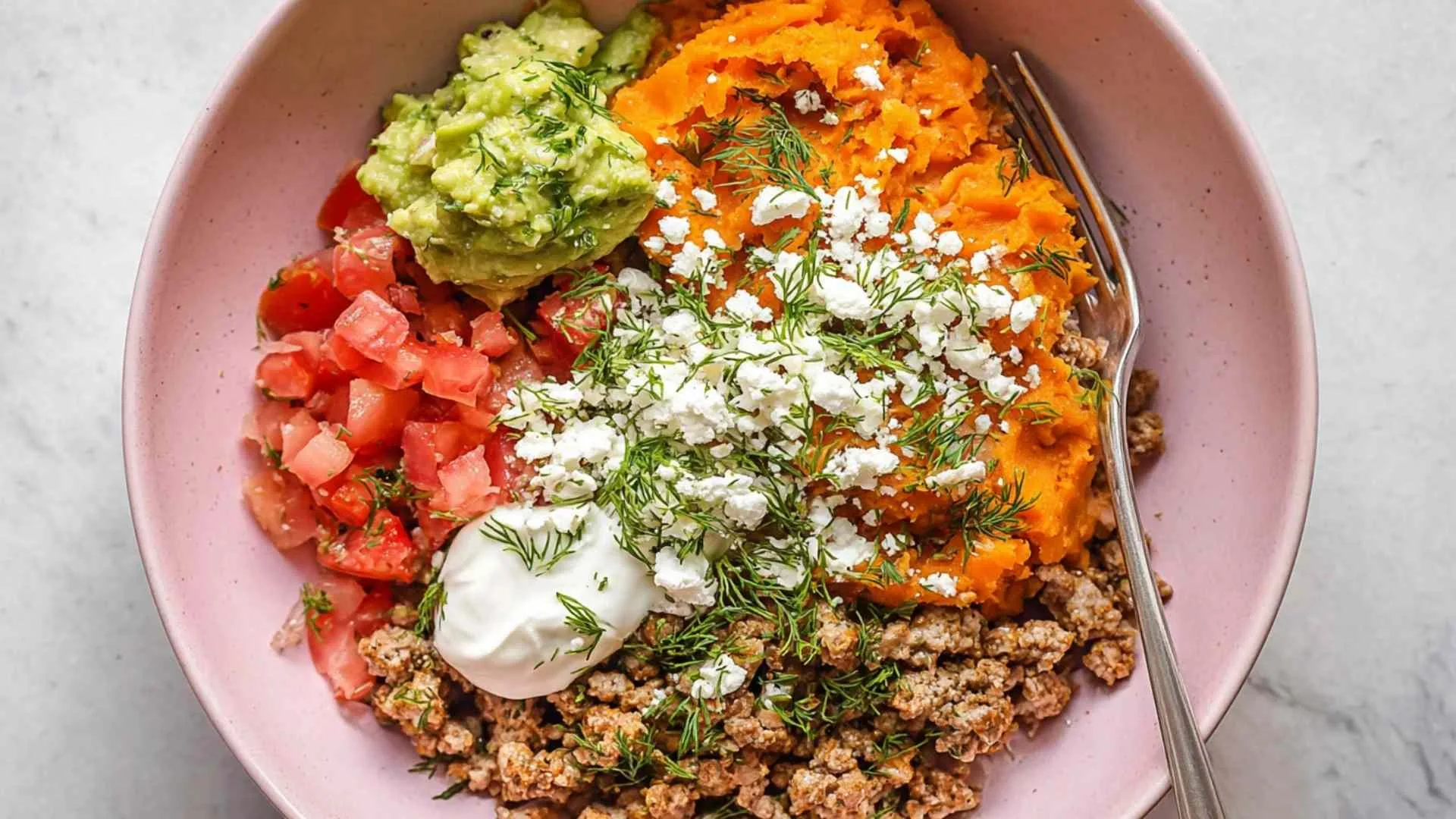 Ground turkey sweet potato bowl