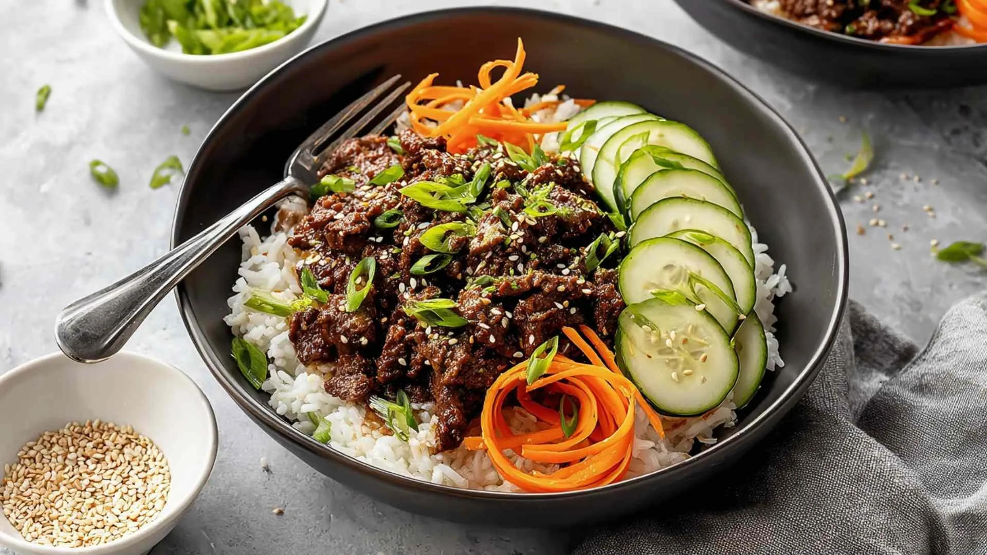 Korean ground beef rice bowl