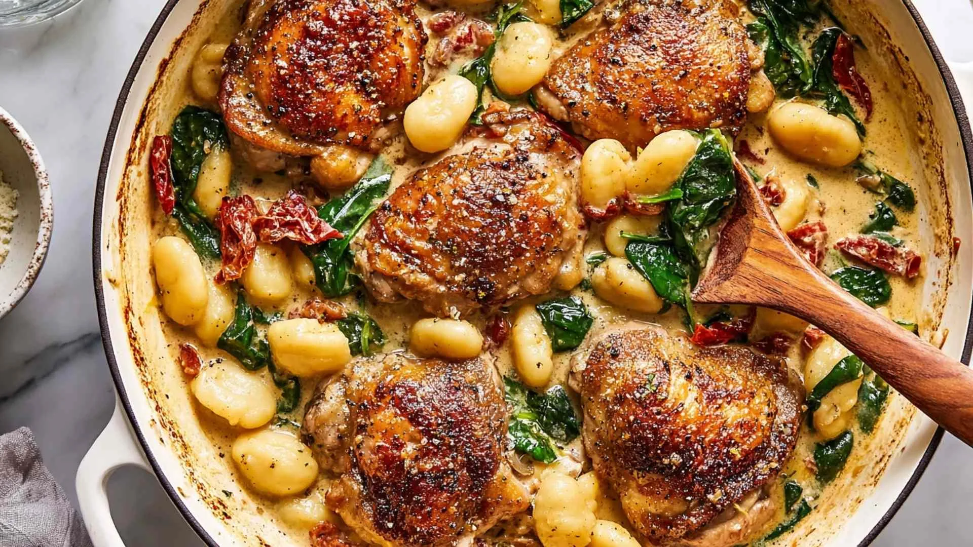 One-Pan Creamy Sun-Dried Tomato Chicken and Gnocchi